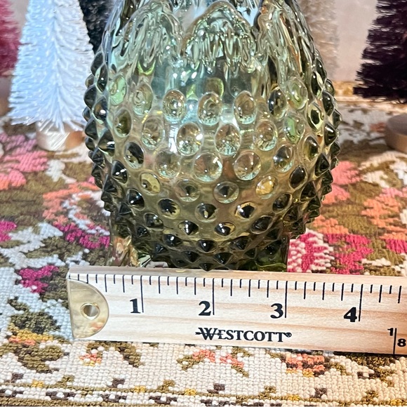 Fenton Glass Colonial Green Hobnail Footed Egg Vase - Picture 5 of 7
